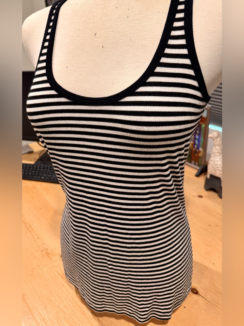 Splits59 Black and White Striped Tank Top Size Large Women EUC